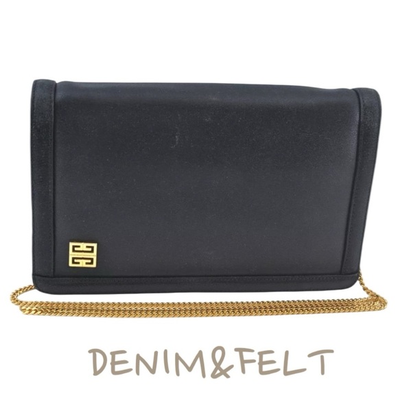 GIVENCHY Black Vintage Leather Gold Chain Link Shoulder/Crossbody Bag | PRELOVED - Picture 1 of 16